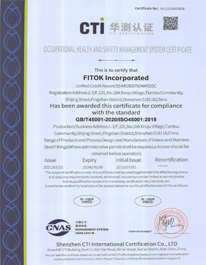 FITOK Incorporated ISO 45001