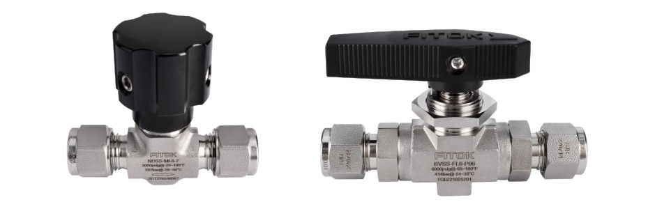 FITOK ND Series Needle Valve (left) and BV Series Ball Valve (right)